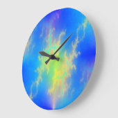 Blauwe hemel en gouden gele blikstrips grote klok (Hoek)