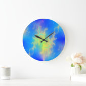 Blauwe hemel en gouden gele blikstrips grote klok (Huis)