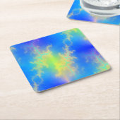 Blauwe hemel en gouden gele blikstrips kartonnen onderzetters (Schuin)