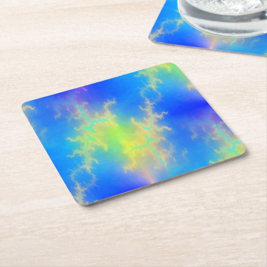 Blauwe hemel en gouden gele blikstrips kartonnen onderzetters (Schuin)