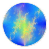 Blauwe hemel en gouden gele blikstrips keramische knop (Voorkant)