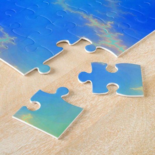 Blauwe hemel en gouden gele blikstrips legpuzzel (Zijkant)