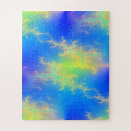 Blauwe hemel en gouden gele blikstrips legpuzzel (Verticaal)