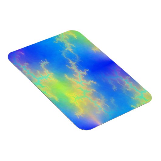 Blauwe hemel en gouden gele blikstrips magneet (Rechterzijde)