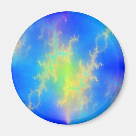 Blauwe hemel en gouden gele blikstrips magneet (Voorkant)