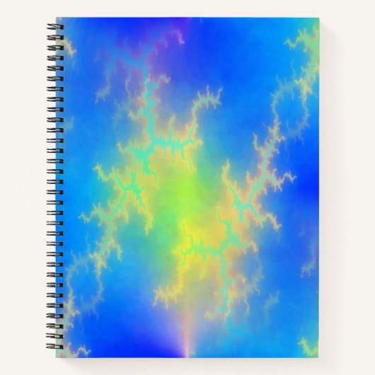 Blauwe hemel en gouden gele blikstrips notitieboek (Voorkant)