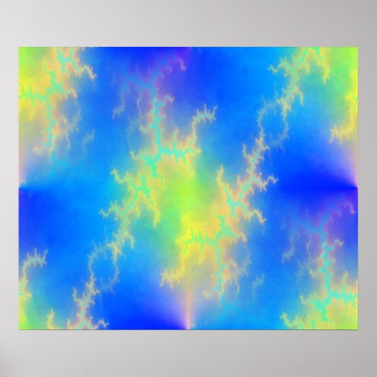 Blauwe hemel en gouden gele blikstrips poster (Voorkant)