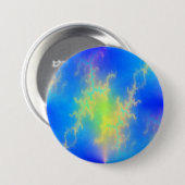 Blauwe hemel en gouden gele blikstrips ronde button 7,6 cm (Voorkant /achterkant)