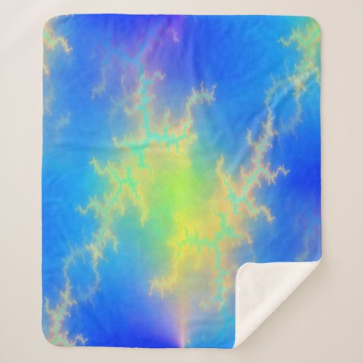 Blauwe hemel en gouden gele blikstrips sherpa deken (Voorkant)