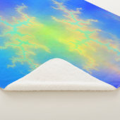 Blauwe hemel en gouden gele blikstrips sherpa deken (3/4)