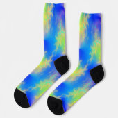 Blauwe hemel en gouden gele blikstrips sokken (Links)