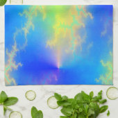 Blauwe hemel en gouden gele blikstrips theedoek (Gevouwen)