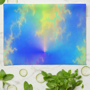 Blauwe hemel en gouden gele blikstrips theedoek