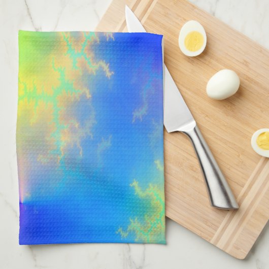 Blauwe hemel en gouden gele blikstrips theedoek (Quarter Fold)