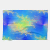 Blauwe hemel en gouden gele blikstrips theedoek (Horizontaal)