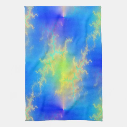 Blauwe hemel en gouden gele blikstrips theedoek (Verticaal)