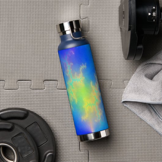 Blauwe hemel en gouden gele blikstrips waterfles (Gym)