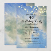 Blauwe hemel en witte wolken | Blauw 40e verjaarda Kaart (Voorkant / Achterkant)