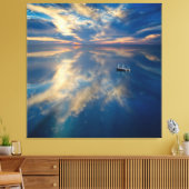 Blauwe hemel en witte wolken boven Zee Canvas Afdruk (Insitu (Woonkamer))