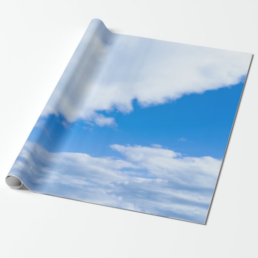 Blauwe hemel en witte wolken cadeaupapier (Uitgerold)