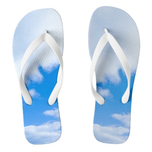 Blauwe hemel en witte wolken teenslippers (Voetbed)