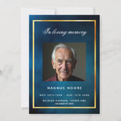 Blauwe hemel gouden foto begrafenis programma kaar (Voorkant)