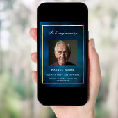 Blauwe hemel gouden foto begrafenis programma kaar