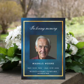 Blauwe hemel gouden foto begrafenis programma kaar