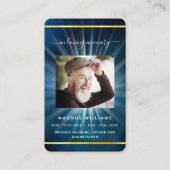 Blauwe hemel gouden fotografietoestel visitekaartje (Voorkant)