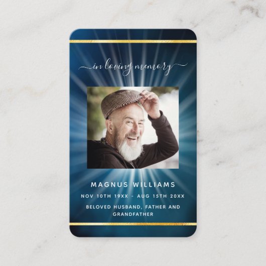 Blauwe hemel gouden fotografietoestel visitekaartje (Voorkant)