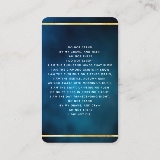 Blauwe hemel gouden fotografietoestel visitekaartje (Achterkant)