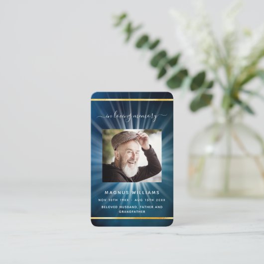 Blauwe hemel gouden fotografietoestel visitekaartje (Staand voorkant)