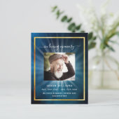 Blauwe hemel gouden ster foto begrafenisprogramma (Staand voorkant)