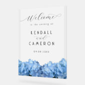 Blauwe Hemel Hortensia Huwelijk Welkom Ondoorzicht Acryl Bord (Hoek)