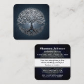 Blauwe hemel in de boom van het leven 's nachts vierkante visitekaartje (Voorkant / Achterkant)