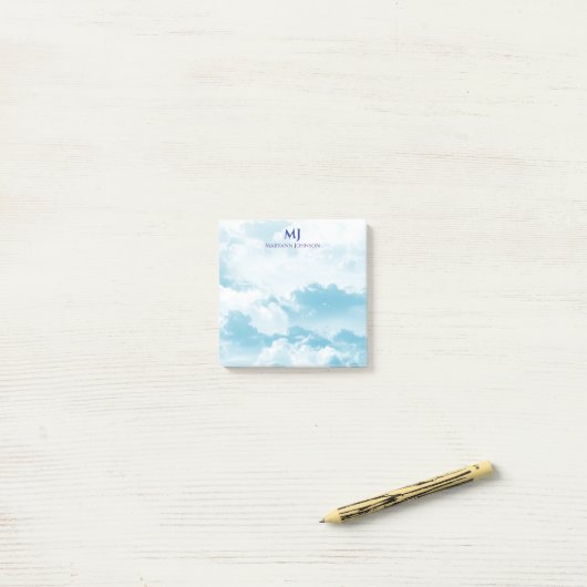 blauwe hemel met aangepaste wolken post-it® notes (Op bureau)