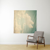 Blauwe hemel met een witte puffige wolkenhemel, , wandkleed (In Situ (horizontaal))