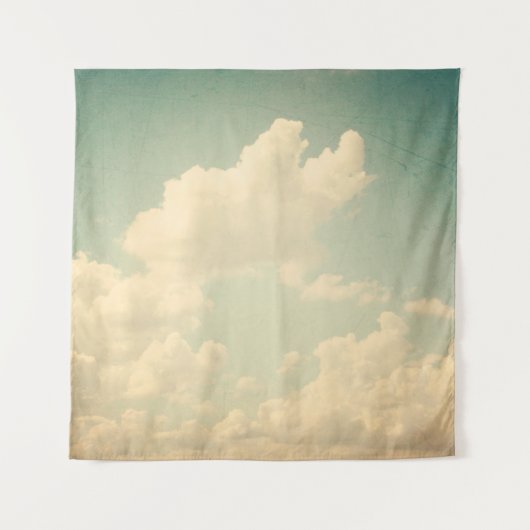 Blauwe hemel met een witte puffige wolkenhemel, , wandkleed (Voorkant)