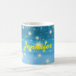 Blauwe hemel met gele sterren koffiemok
