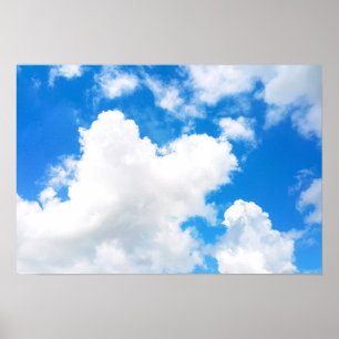 Blauwe hemel met weinig wolken foto poster