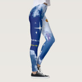 Blauwe hemel met witte wolken en gouden kruis leggings (Rechts)