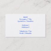 Blauwe hemel met witte wolken. visitekaartje (Achterkant)