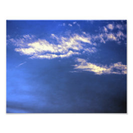 Blauwe hemel met wolken foto afdruk