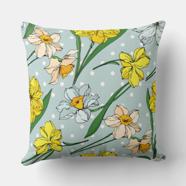  blauwe hemel poka stipt schattige florretro kussen (Achterkant)