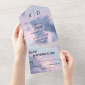 Blauwe hemel romantisch All-in-One Wedding Invite All In One Uitnodiging (Afscheurbaar)