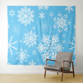 Blauwe hemel Snowflake met kerstachtergrond Wandkleed (In Situ (horizontaal))