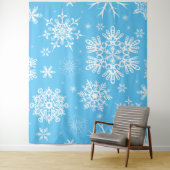 Blauwe hemel Snowflake met kerstachtergrond Wandkleed (In situ)