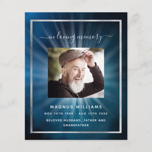 Blauwe hemel ster schijnt foto begrafenisprogramma (Voorkant)