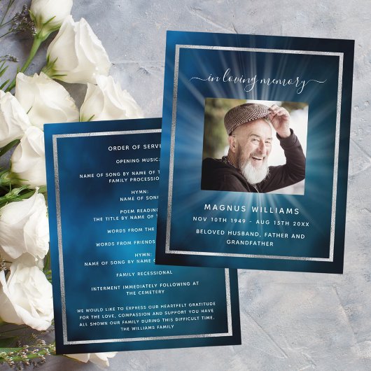 Blauwe hemel ster schijnt foto begrafenisprogramma