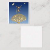 Blauwe hemel: sterren, een vogel en een gouden boo contactkaartje (Voorkant / Achterkant)